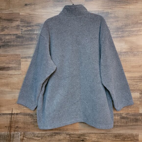 Lands End Fleece Pop Over Sweatshirt 3X 1/4 Zip Thru Pockets Heavy Weight Gray - Picture 2 of 10